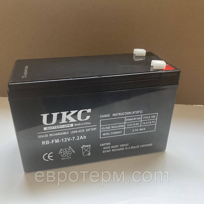 Акумулятор UKC RB-FM-12V-7.2Ah олив'яно-кислотний, для безперебійника, акумулятор для ДБЖ, фото 1