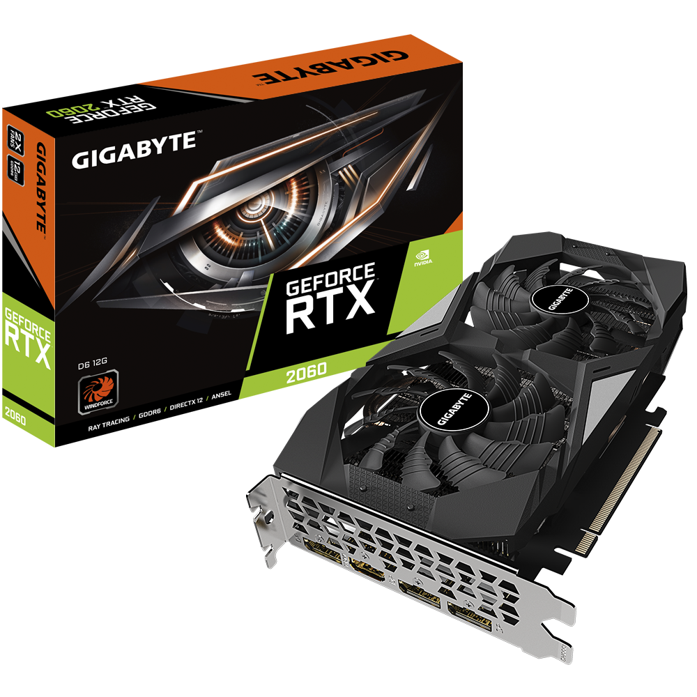 Відеокарта GeForce RTX 2060 12GB Gigabyte D6 (GV-N2060D6-12GD) Б/В
