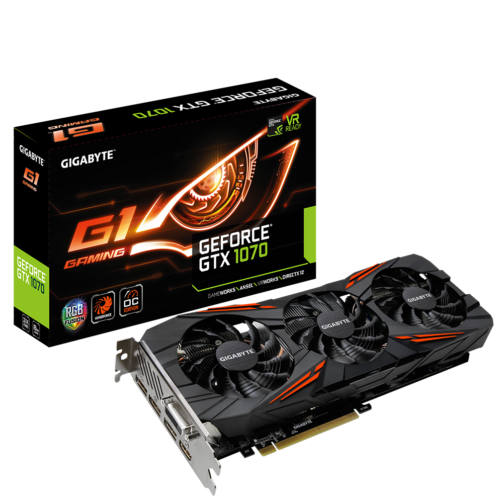Відеокарта GeForce GTX 1070 8GB Gigabyte G1 Gaming rev.2.0 (GV-N1070G1 GAMING-8GD REV.2.0) Б/В