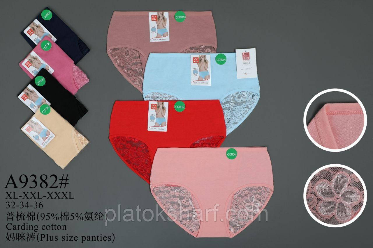 Труси жіночі батальні L-XXXL Гіпюр Кутками на поясі 48-56 (9382)