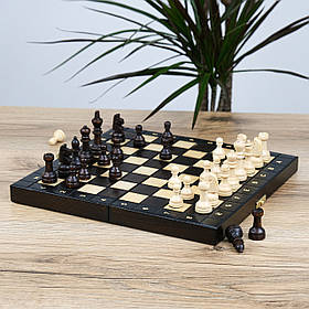 Шахи дерев'яні похідні настільна гра для двох 27*27 | Подарунок школяреві на будь-яке свято
