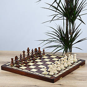 Дерев'яні шахи ручної роботи + шашки настільна гра для двох 49*49 | Подарунок директору на будь-яке свято