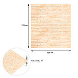 Самоклеючі 3D панелі для стін жовто-білі цегляні легкі міцні для декорування інтер'єру 700х770х7 см, фото 3