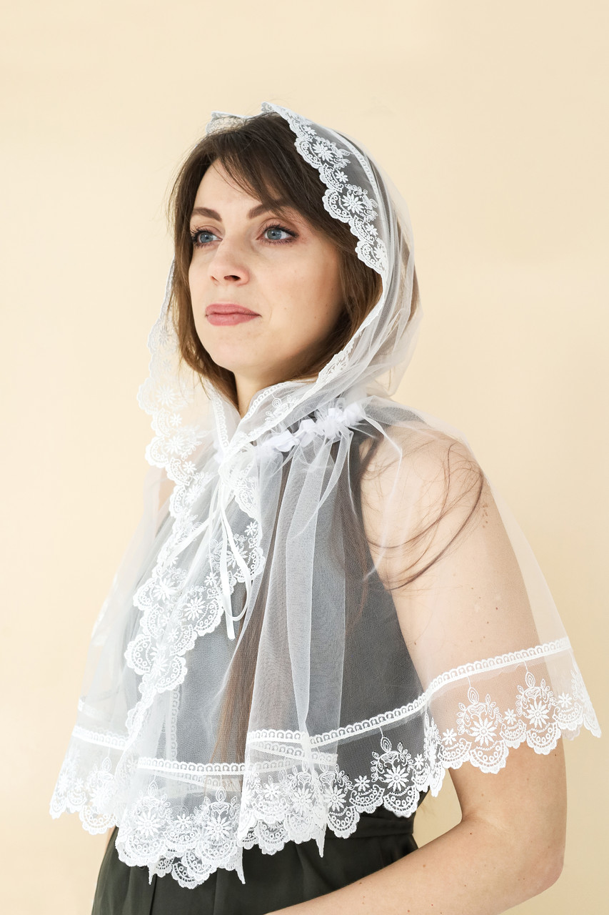 Церковна хустка "Lace", Молочна, фото 1