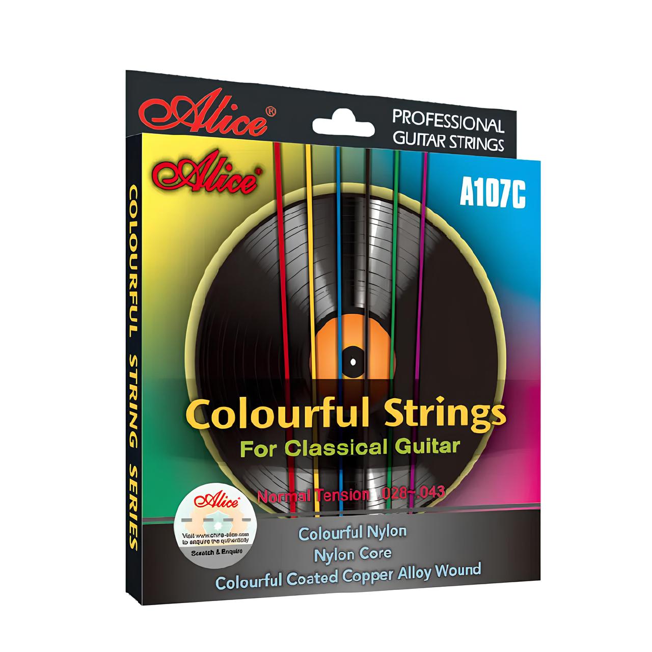 Струни Alice A107C для класичної гітари, кольорові, 6 струн, нормальна натяжка (28-43), фото 1