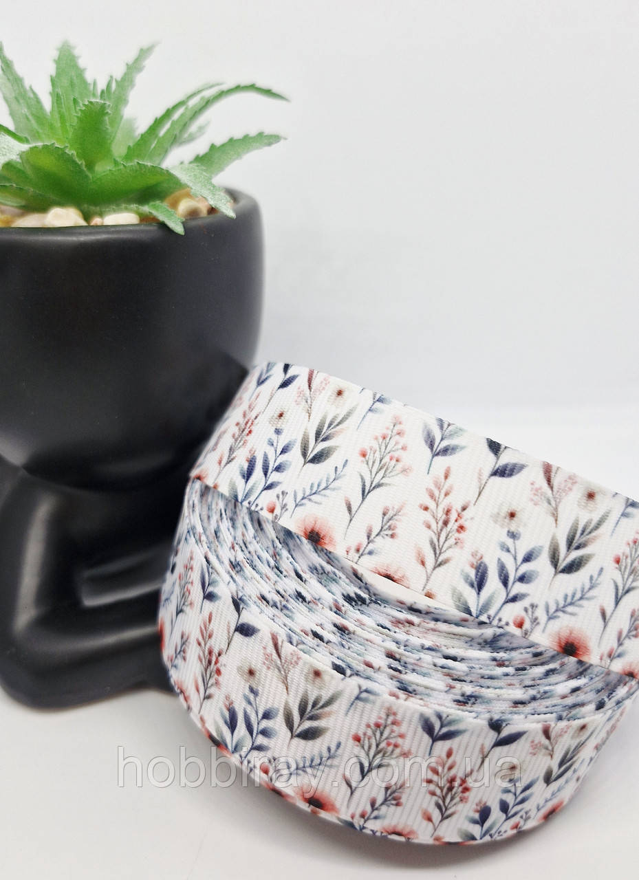 Репсова стрічка з малюнком. 2,5 см. 1 м., фото 1