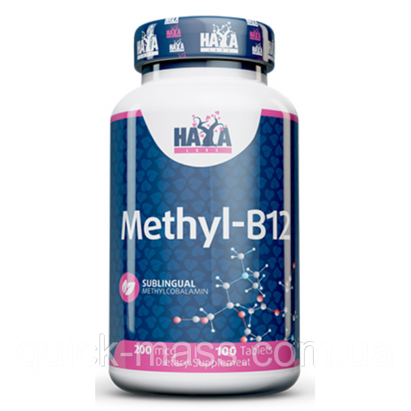 Вітамін В-12 HayaLabs Methyl B-12 200 мкг - 100 таб, фото 1
