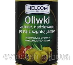 Оливки Helcom зелені фаршировані пастою з хамоном жб 12 шт ящ, фото 1