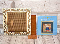 Дерев'яна заготовка з рамкою під вишивку дизайна Mill Hill MH148202 Cappuccino