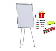 Фліпчарт магнітний для маркерай 70х100 см на тринозі Axent 9703-A + Набір (маркери, губка, магніти) у подарунок