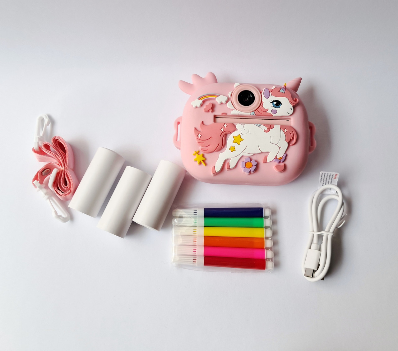Дитячий цифровий фотоапарат із миттєвого друку Єдиноріг M-1-2PI рожевий, фото 1