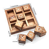 Настільна гра Хрестики-нулики з дерева RESTEQ — логічна гра для двох, дерев’яний набір 115×115×30 мм, фото 6
