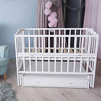 Гр Ліжечко 'Анастасія' (1) з відкидною боковиною та шухлядою, бук, білий