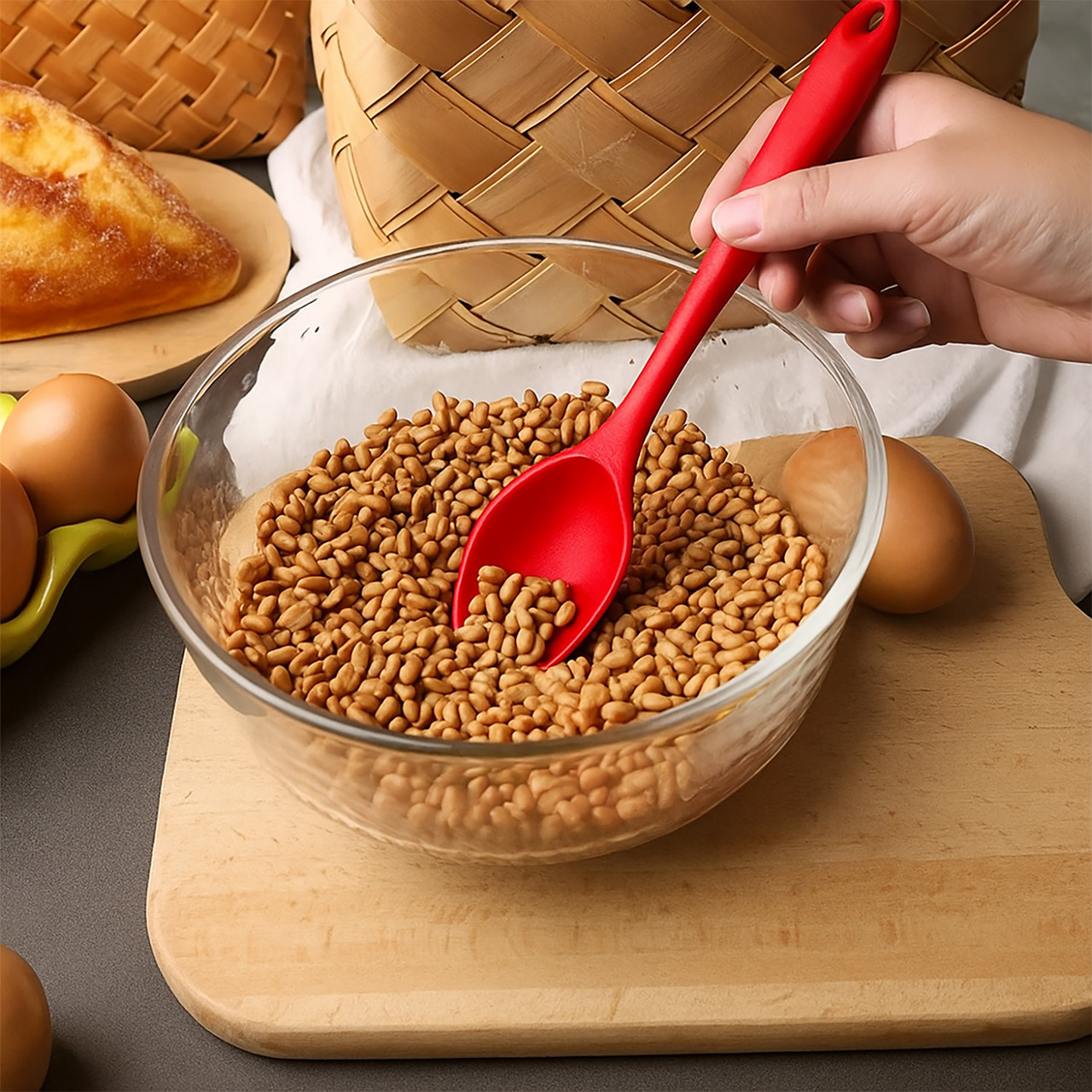 Силіконова ложка кухонна нейлонова термостійка 20.5 см