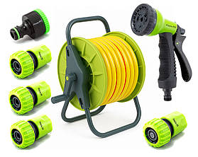 Комплект для поливу: Шланг 1/2" 50м (Rudes), котушка Presto-PS, насадка, конектори. Вигідна ціна!