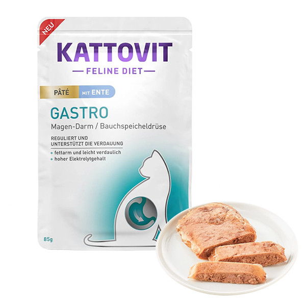 Kattovit Veterinary Gastro Duck Pate КАТТОВІТ ГАСТРО КАЧКА паштет повнораціонний вологий лікувальний корм для котів із, фото 1