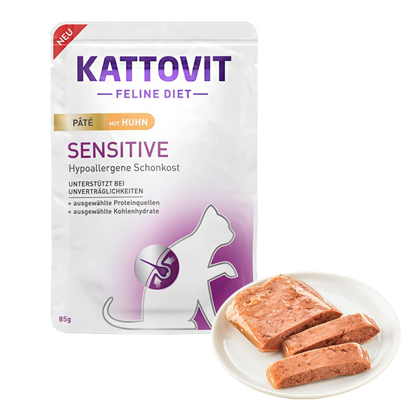 Kattovit Veterinary Sensitive Chicken Pate КАТТОВІТ СЕНСИТИВ КУРКА паштет повнораціонний беззерновий вологий лікувальний корм для, фото 1