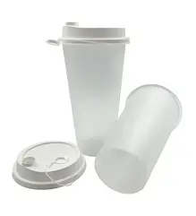 Стакан 600 мл Bubble tea для холодних і гарячих напоїв з кришкою (50 шт.)