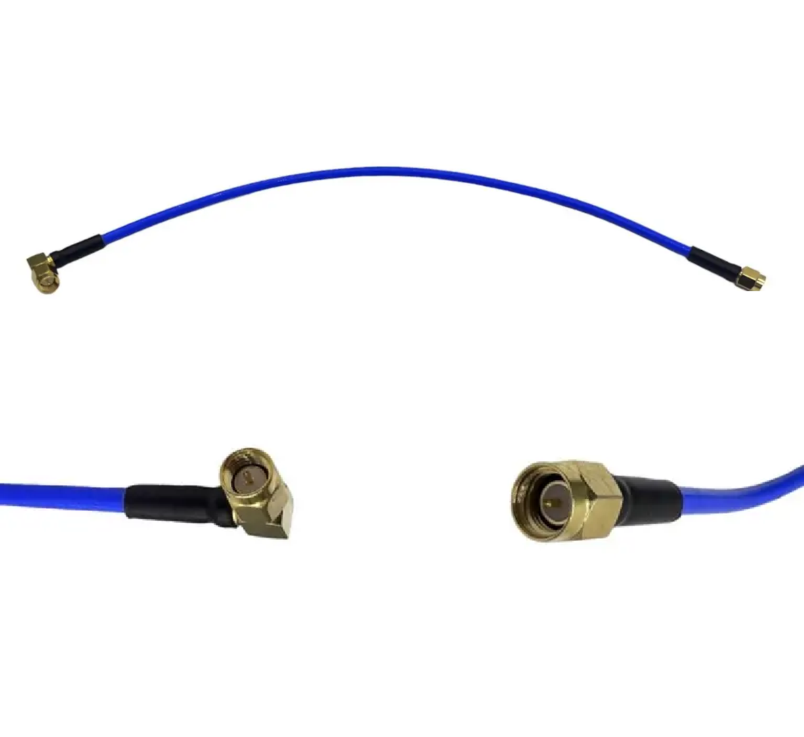 Пігтейл перехідник SMA male - SMA male кутовий латунь кабель коаксіальний RG405 30см 50Ом високочастотний обтиск