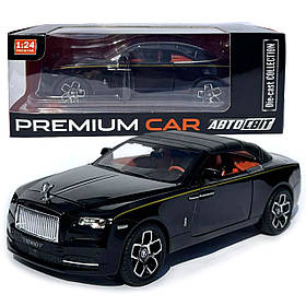 Машинка метал Rolls-Royce Dawn Spofec Ролс Ройс кабріолет чорний 1:24 відкр двері баг капот звук світло 22*6,5*8см (AP-2013)