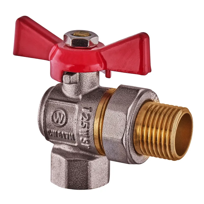 Кран з американкою кутовий Waterpro WP400-15FMW-L - 1/2" ручка "метелик" червона (WP2895)