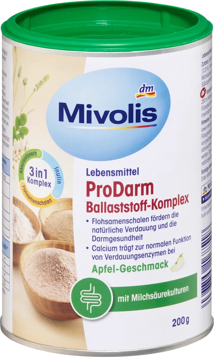 Mivolis ProDarm клітковинний комплекс 200 г яблучний смак — з пробіотиками, інуліном та клітковиною, Німеччина, фото 1