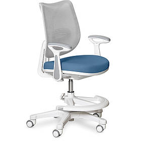 Дитяче крісло сіткове Y-312 Grey Mealux для дітей від 5 років поворотне з відкидними підлокітниками Синій