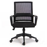 Офісне крісло Даллас спинка чотка чорне пластикове на коліщатках, фото 3