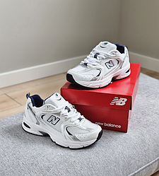 Жіночі чоловічі кросівки New Balance 530 White Silver abzorb Нью Баланс сріблясто білі