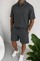 Чоловічий костюм шорти та поло сірий Туреччина розмір S
