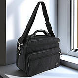 Велика чоловіча сумка через плече та для носіння в руці, чорна (202653), фото 3
