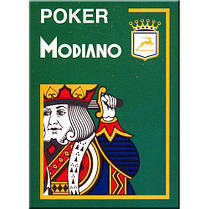 Пластикові гральні карти Modiano Poker 4 Jumbo Index (тёмно-зелёные), фото 5