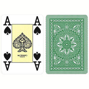 Пластикові гральні карти Modiano Poker 4 Jumbo Index (тёмно-зелёные), фото 1