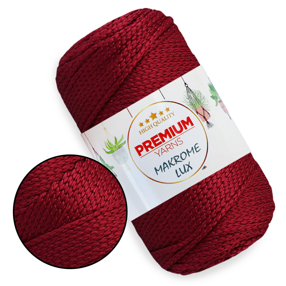 Шнур поліестеровий 2 мм, Premium Yarn Makrome Lux, Бордо No839, фото 1