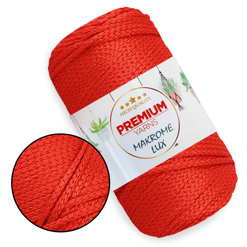Шнур поліестеровий 2мм, Premium Yarn Makrome Lux, Червоний №819, фото 1