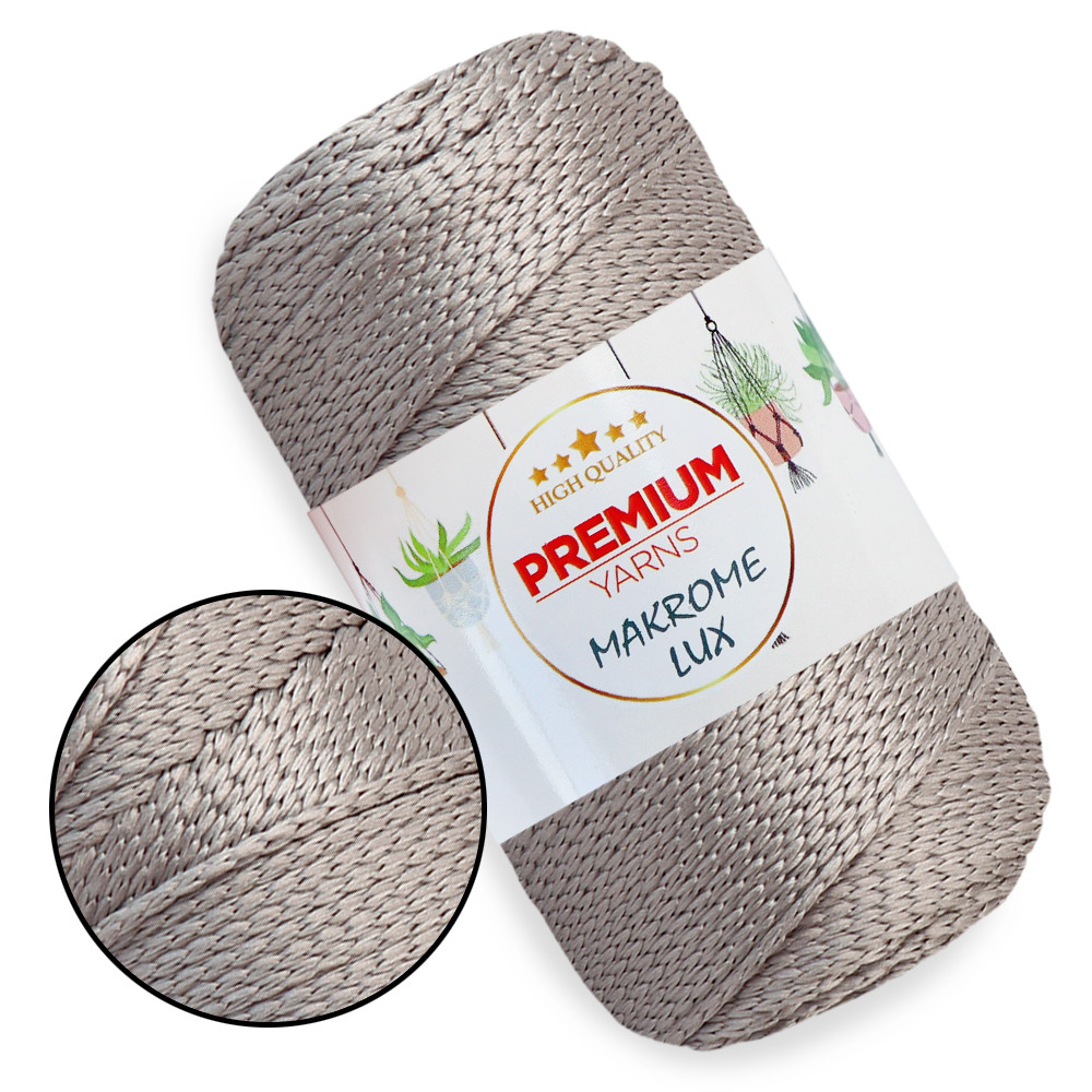 Шнур поліестеровий 2мм, Premium Yarn Makrome Lux, Сіра №850, фото 1