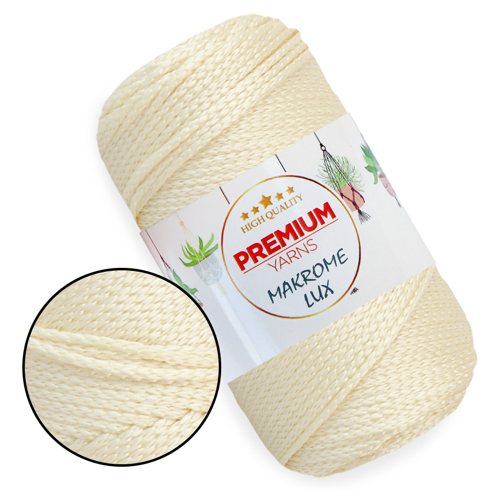 Шнур поліестеровий 2 мм, Premium Yarn Makrome Lux, Молоко No804, фото 1