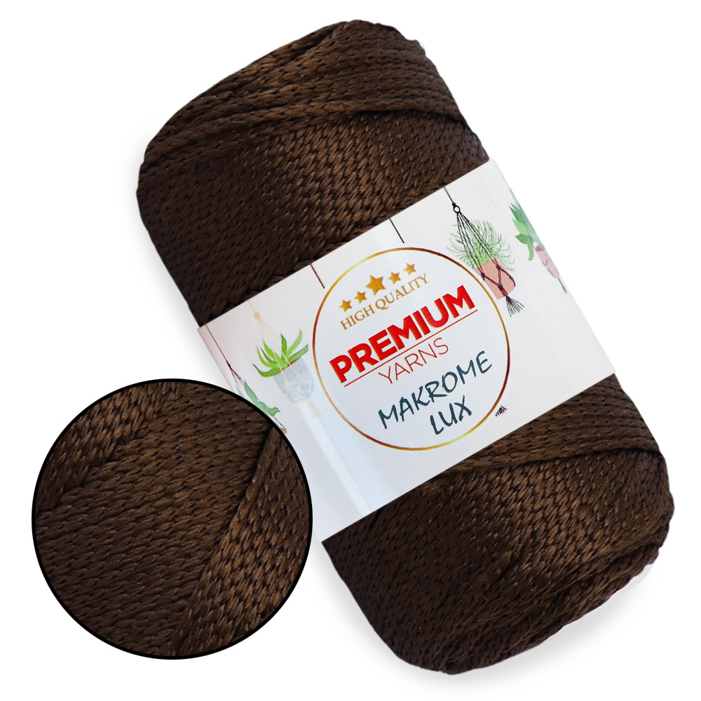 Шнур поліестеровий 2 мм, Premium Yarn Makrome Lux, Темно-коричневий No834, фото 1