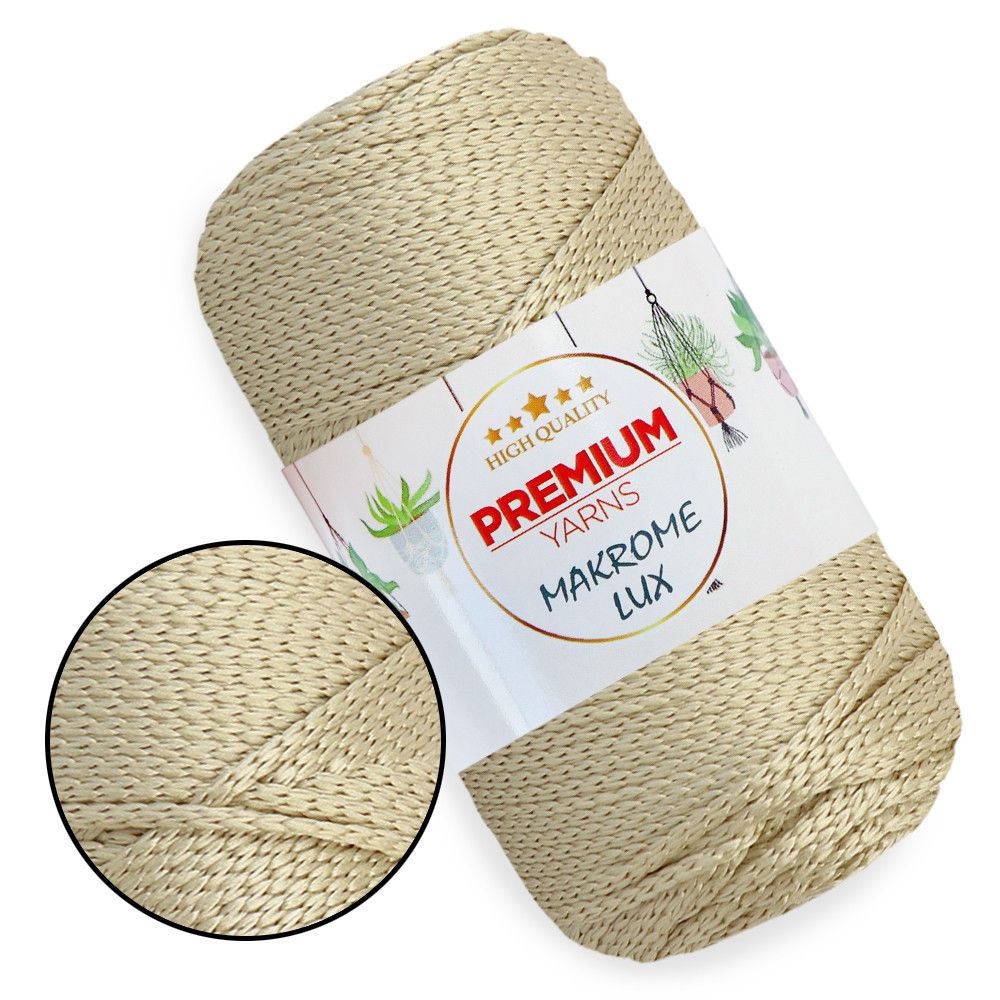 Шнур поліестеровий 2 мм, Premium Yarn Makrome Lux, Світлий беж No805, фото 1