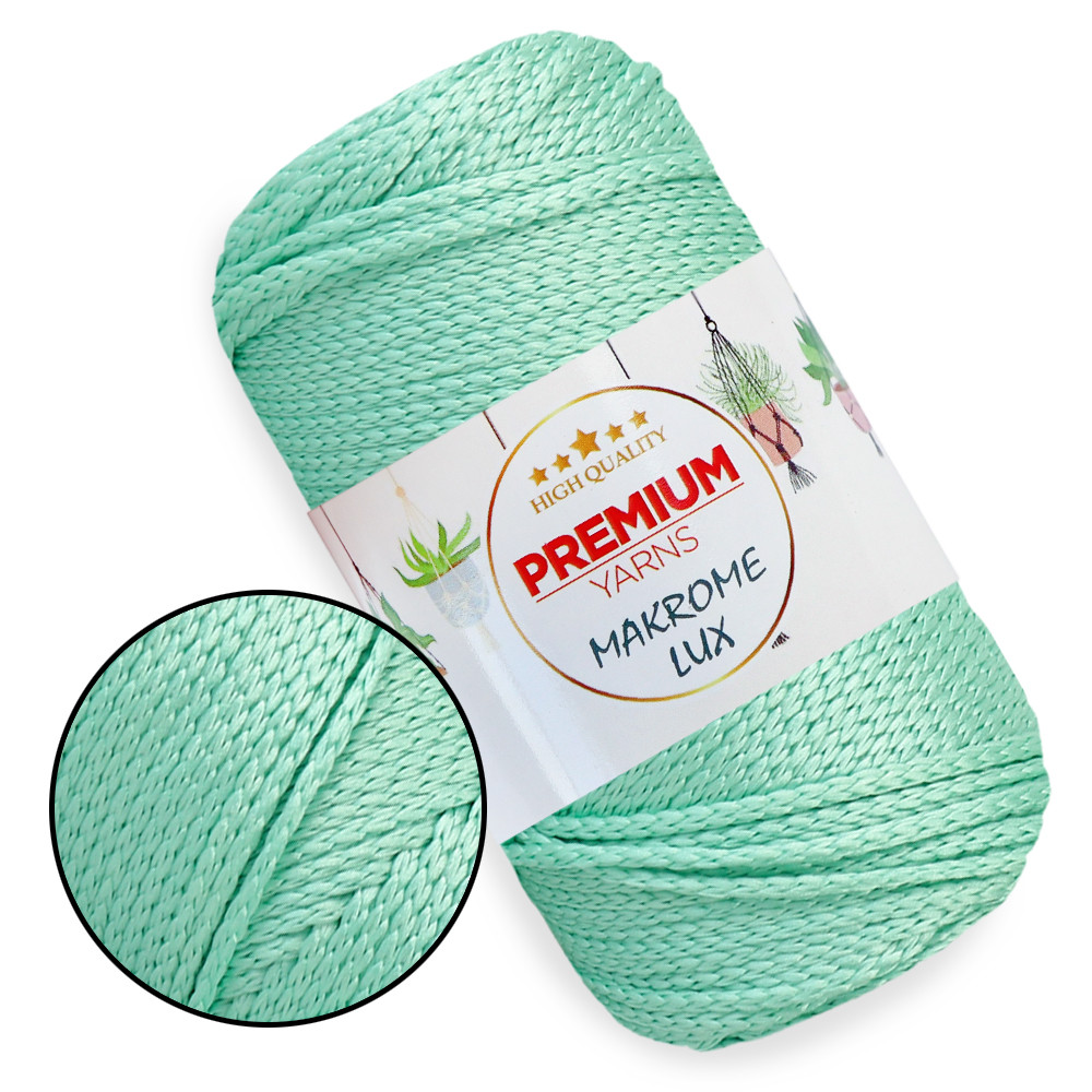 Шнур поліестеровий 2 мм, Premium Yarn Makrome Lux, М'ятний No844, фото 1