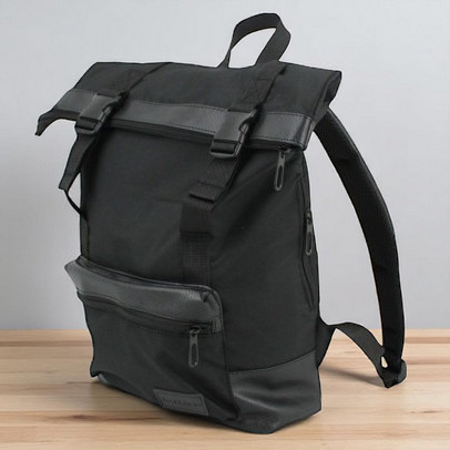 Чорний рюкзак Rolltop з відсіком під ноутбук, міський стиль (201191)