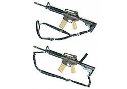 Ремінь збройовий одноточковий - двохточковий універсальний із дод. кріпленням на приклад Чорний