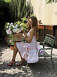 Жіноча літня квіткова міні сукня з приталеним ліфом і спідницею кльош, фото 8