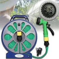 Поливочный шланг 15 метров для дачи и сада, Набор переносная система для полива огорода с гибким шлангом