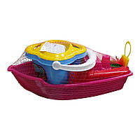 Набір для пісочниці Човен,формочки, відерко з ситом, 01-116