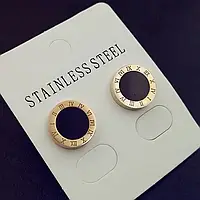 Сережки з римським візерунком з нержавіючої сталі з покриттям 18К золота, англійський замок