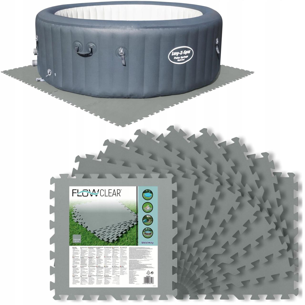 Модульна підстилка для басейну (пазл) Bestway 58639, 50×50 см, 9 шт, сіра, фото 1