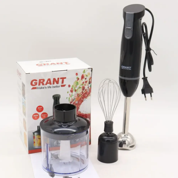 Заглибний блендер GRANT GR7015 800 Вт — 3 в 1: віночок, чаша, блендер, фото 1