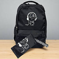 Підлітковий рюкзак чорного кольору, універсальна модель (206056)