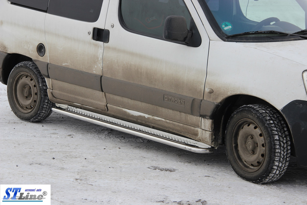 Бічні пороги площадки на Citroen Berlingo 1996-2008 Підніжки труба з листом Сітроен Берлінго Нержавійка